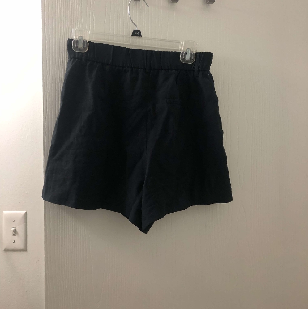 Zara Navy High Waisted Elastic Shorts Sz M